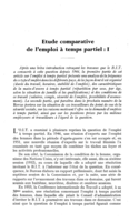 Etude comparative de l'emploi à temps partiel: I