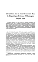 L'évolution de la sécurité sociale dans la République fédérale d'Allemagne depuis 1949