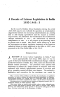 A decade of labour legislation in India: 1937-1948. I