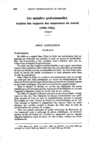 Les maladies professionnelles: analyse des rapports des inspecteurs du travail (1920-1922). [V]