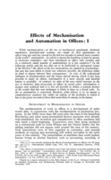 Effects of mechanisation and automation in offices: I