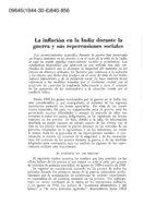 La inflación en la India durante la guerra y sus repercusiones sociales
