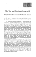 The war and merchant seamen: III, Organisation for seamen's welfare in Canada