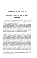 Población y mano de obra en Asia, 1950-1980