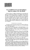 Les conditions du travail indigène dans les mines d'or du Rand