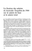 La fixation des salaires en Australie: enquêtes de 1964 sur le salaire de base et le salaire total