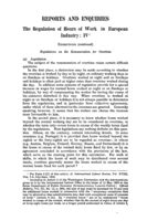 The regulation of hours of work in European industry: IV