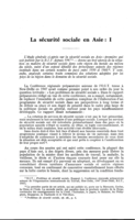 La sécurité sociale en Asie: I