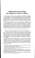 Employment forecasting and manpower policy in France