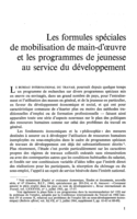 Les formules spéciales de mobilisation de main-d'oeuvre et les programmes de jeunesse au service du développement