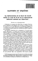 La réglementation de la durée du travail établie en vertu de la loi sur le redressement industriel national aux Etats-Unis