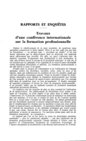 Travaux d'une conférence internationale sur la formation professionnelle