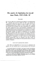 Dix années de législation du travail dans l'Inde, 1937-1948: II