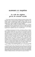 Le coût des régimes privés de sécurité sociale