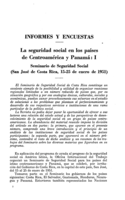 La seguridad social en los países de Centroamérica y Panamá: I, Seminario de Seguridad Social (San José de Costa Rica, 15-25 de enero de 1951)