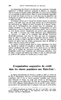L'organisation coopérative du crédit dans les classes populaires aux Etats-Unis