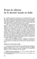 Projet de réforme de la sécurité sociale en Italie