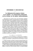 La influencia del progreso técnico en el empleo y la preparación profesional de los jóvenes en los países industrializados