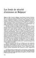 Les fonds de sécurité d'existence en Belgique