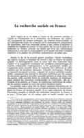 La recherche sociale en France