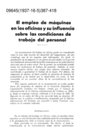 El empleo de máquinas en las oficinas y su influencia sobre las condiciones de trabajo del personal
