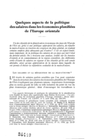 Quelques aspects de la politique des salaires dans les s économies planifiées de l'Europe orientale