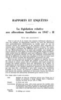La législation relative aux allocations familiales en 1947: II
