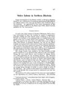 Native labour in northern Rhodesia