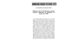 La reduccion de la semana de trabajo: informe de la Conferencia preparatoria celebrada en Ginebra en enero de 1933