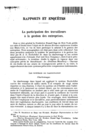 La participation des travailleurs à la gestion des entreprises
