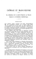 La situation de la main-d'oeuvre en Russie depuis la révolution bolchévique: I