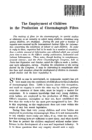 The employment of children in the production of cinematograph films