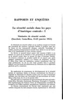 La sécurité sociale dans les pays d'Amérique centrale: I, Séminaire de sécurité sociale (San-José, Costa-Rica, 15-25 janvier 1951)