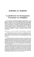 La planification du développement économique aux Philippines