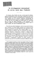 Le développement international du service social dans l'industrie
