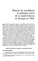 Pénurie de travailleurs et politique active de la main-d'oeuvre en Europe en 1964