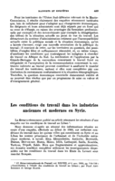 Les conditions du travail dans les industries anciennes et modernes en Syrie