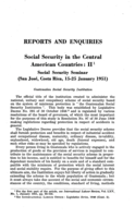 Social security in the central american countries: II, Social security seminar (San José, Costa Rica, 15-25 January 1951)
