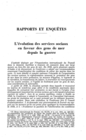 L'évolution des services sociaux en faveur des gens de mer depuis la guerre