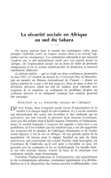 La sécurité sociale en Afrique au sud du Sahara