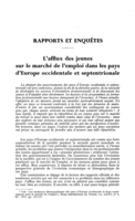 L'afflux des jeunes sur le marché de l'emploi dans les pays d'Europe occidentale et septentrionale