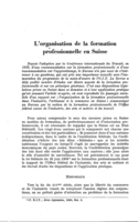 L'organisation de la formation professionnelle en Suisse