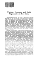 Wartime economic and social organisation in free China