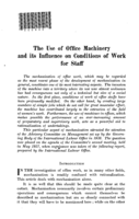 The use of office machinery and its influence on conditions of work for staff