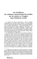 Les indices du commerce international des textiles sur les salaires et l'emploi dans l'industrie textile