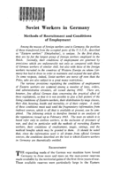 Soviet workers in Germany: methods of recruitment and conditions of employment