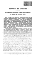 L'assurance obligatoire contre les accidents en Suisse de 1918 à 1922