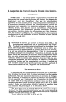 L'inspection du travail dans la Russie des Soviets