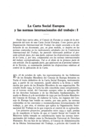 La Carta Social Europea y las normas internacionales del trabajo: I
