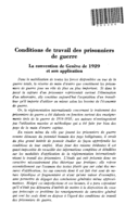 Conditions de travail des prisonniers de guerre: la convention de Genève de 1929 et son application